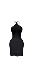 Sofia – Robe bandage noire à col chemise