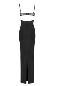Milana – Robe longue sculptante avec découpes & tulle